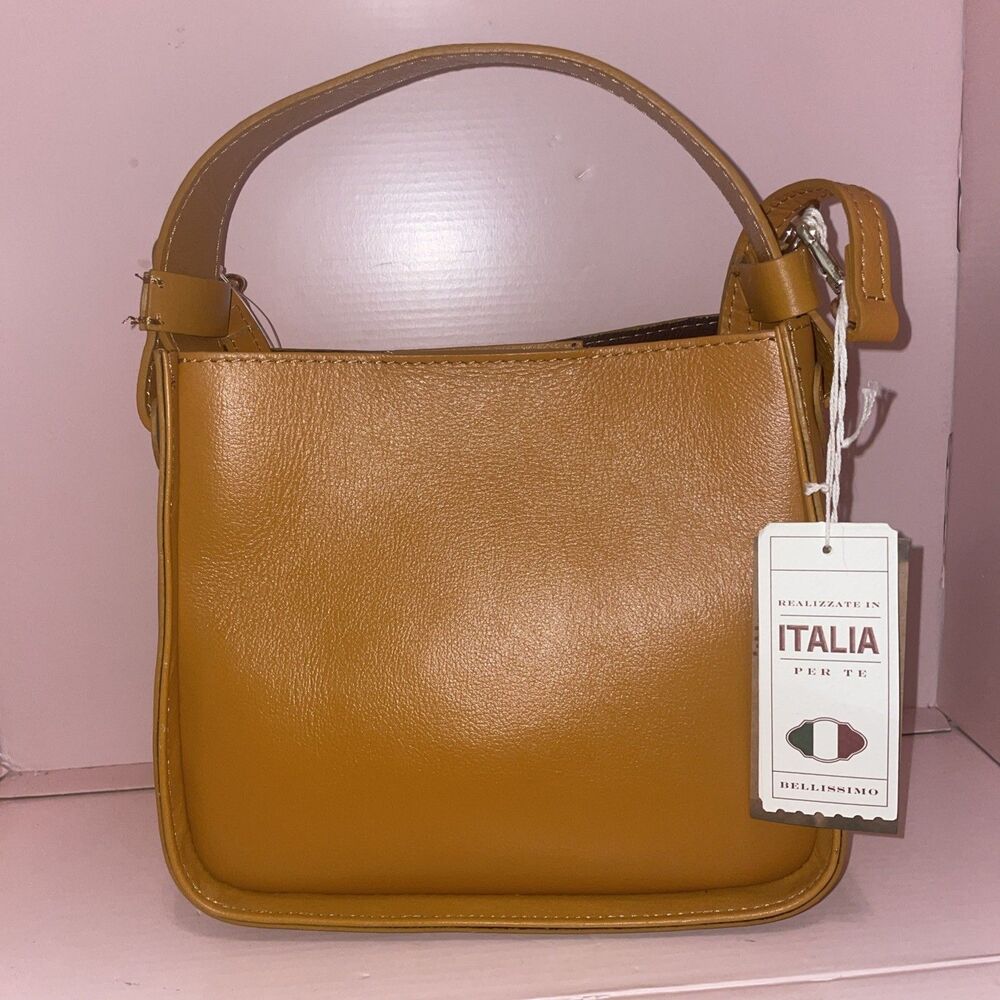 NWT~ANNA PAOLA ITALIAN GENUINE LEATHER CROSSBODY Top HANDLE SATCHEL New